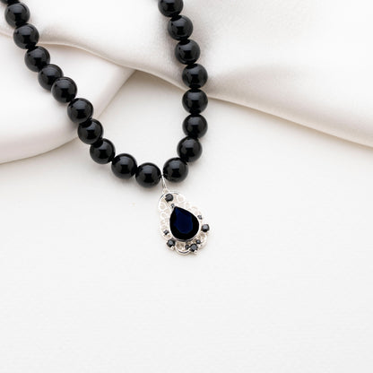 Onyx 925 Sterling Silver Statement Necklace
