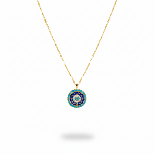Pave Turkuaz Evil Eye Necklace