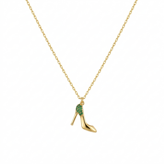 Emerald Stiletto Pendant Necklace  925 Sterling Silver