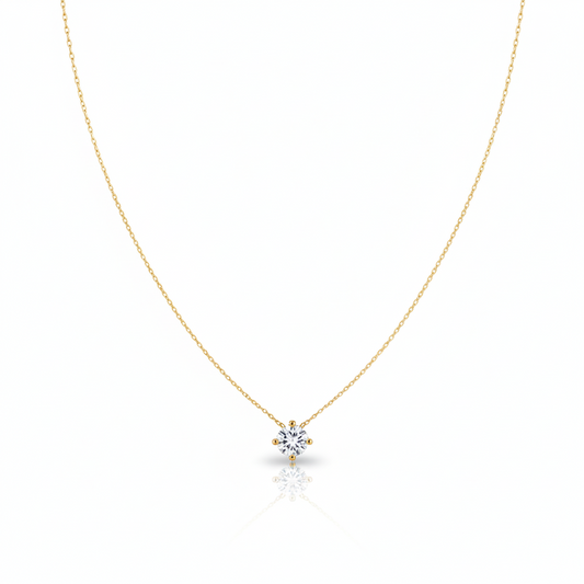 Moissanite Solitaire Necklace in 14K Gold