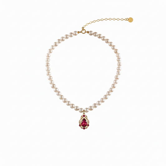 925 Sterling Silver Crystal Pearl Necklace with Zirconia Pendant