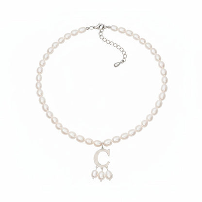 Anne Boleyn Style Custom Initial Pearl Necklace