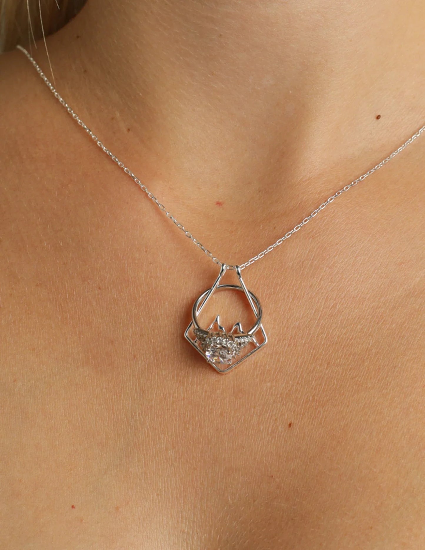 14K Solid Gold Mountain Ring Holder Necklace